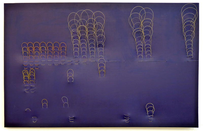 Increases in a floral rythm, 2012, mixt technique( guitar strings, acrylic on canvas), 70x110cm