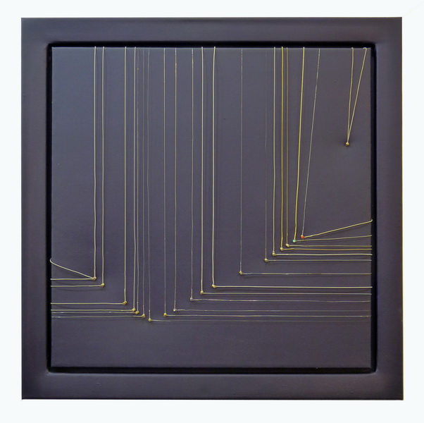 The seduction of right angle, 2013, guitar strings, acrylic on canvas, 60x60cm